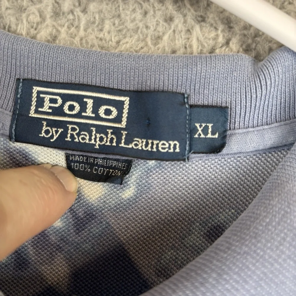Vintage Polo Ralph Lauren Shirt Men XL Blue Jellyfish All Over Print Polo Cotton